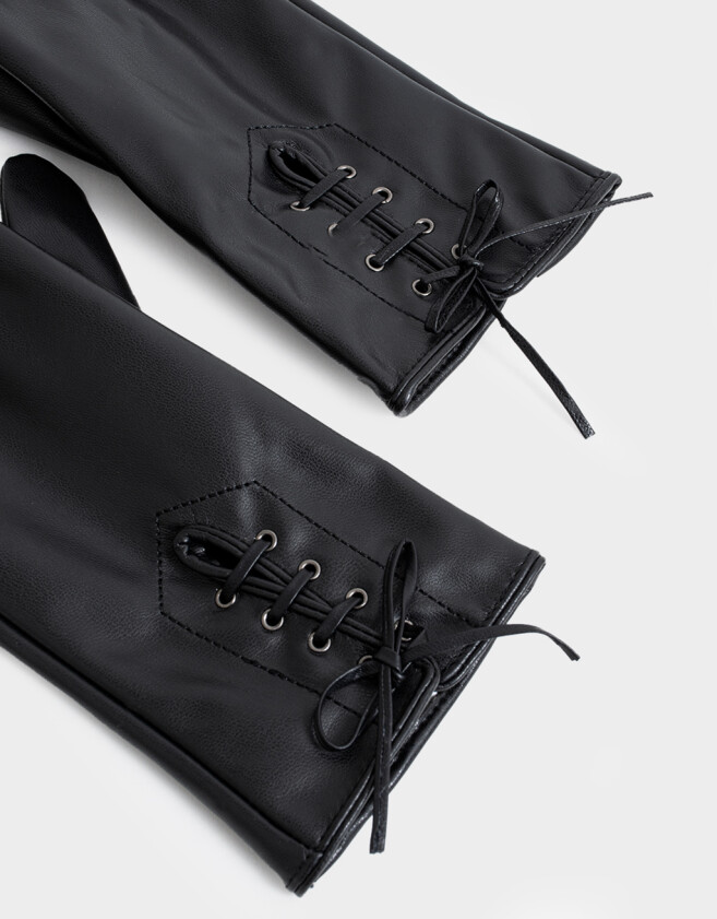 Guantes Varios Noche Guantes De Cuerina - Negro