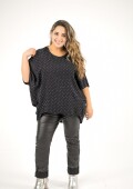 Blusa de viscosa con brillo plateado Negra