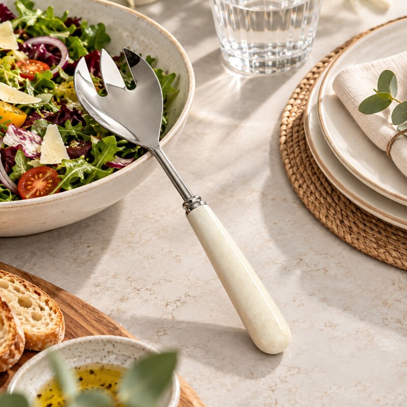 Cuchara para Servir Ensalada de Acero Inoxidable con Mango de Mármol Cuchara para Servir Ensalada de Acero Inoxidable con Mango de Mármol