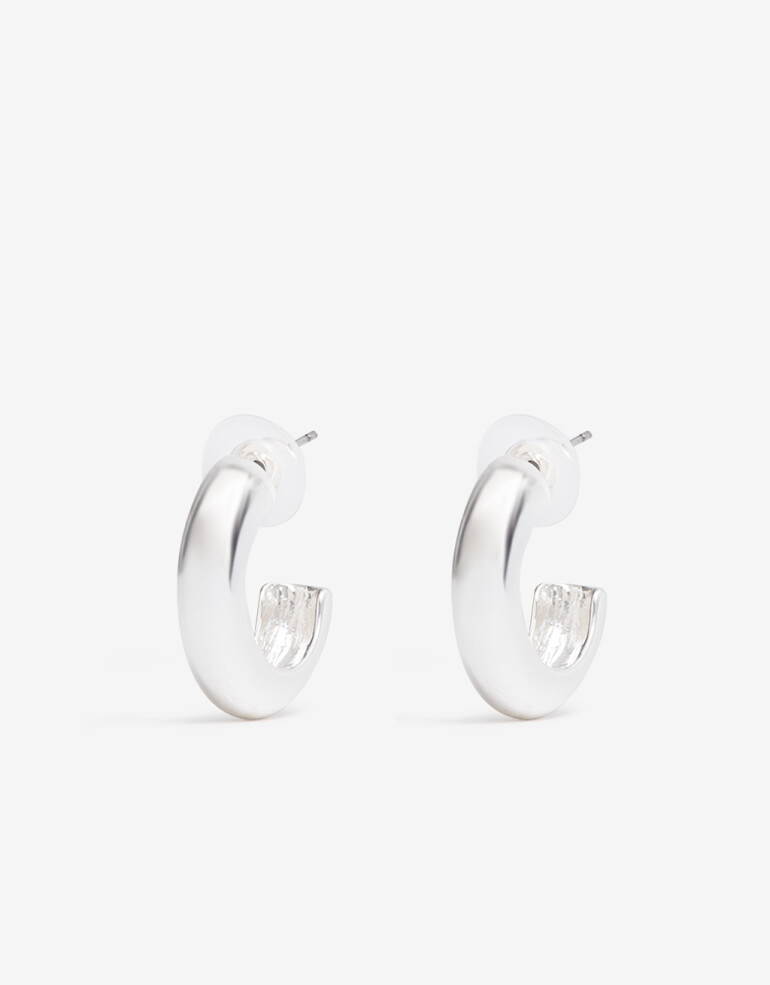 Aros Argollas Metal Argollas De Metal Bañado En Plata - Plateado