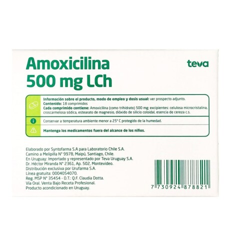 Amoxicilina 500 mg 18 comprimidos Teva Amoxicilina 500 mg 18 comprimidos Teva