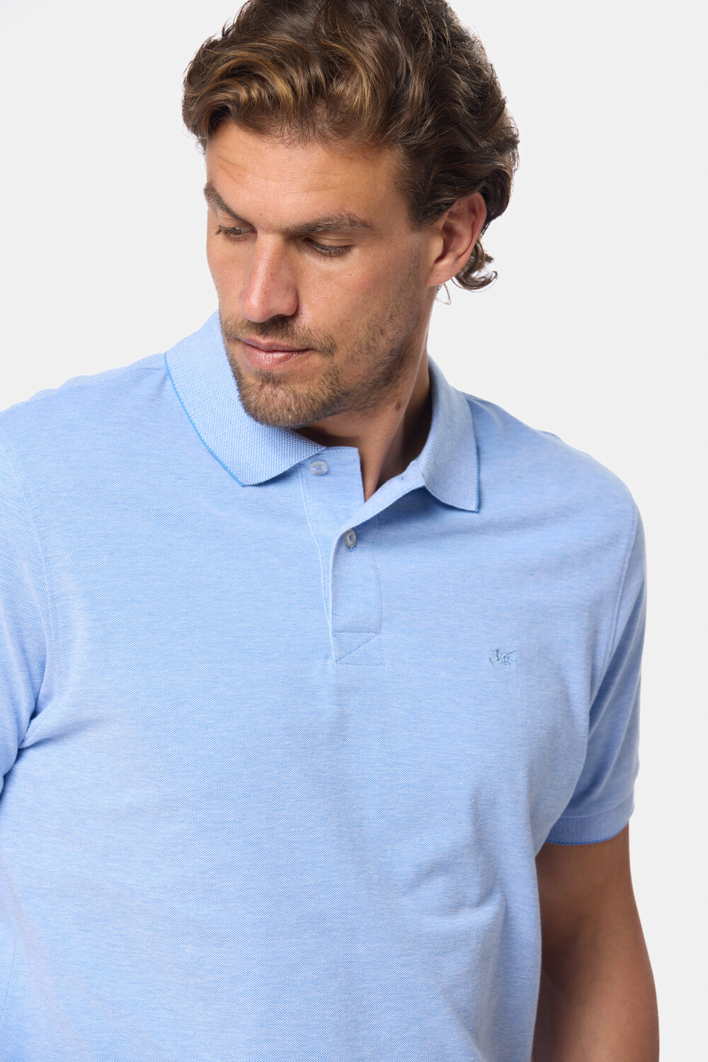 REMERA POLO LISA PIQUÉ Celeste
