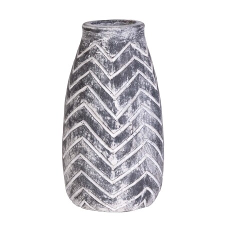 JARRÓN ZAG CERAMICA BLANCO NEGRO/BLANCO
