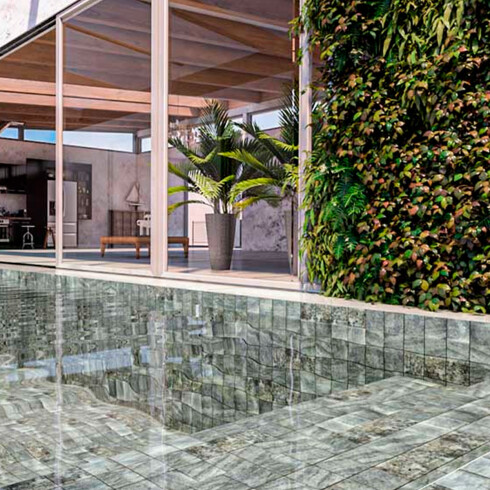 Ceramica Malla Verde Brillo Textura 10X10Cm Piso Piscina GAMAS DE VERDE