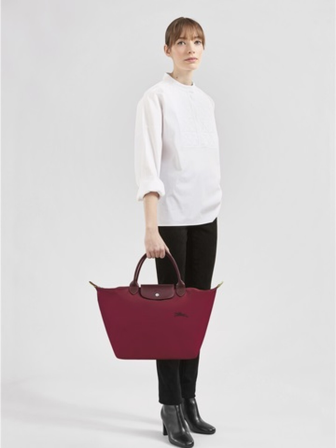 LONGCHAMP - Le Pliage Green Cartera de mano M Bordó