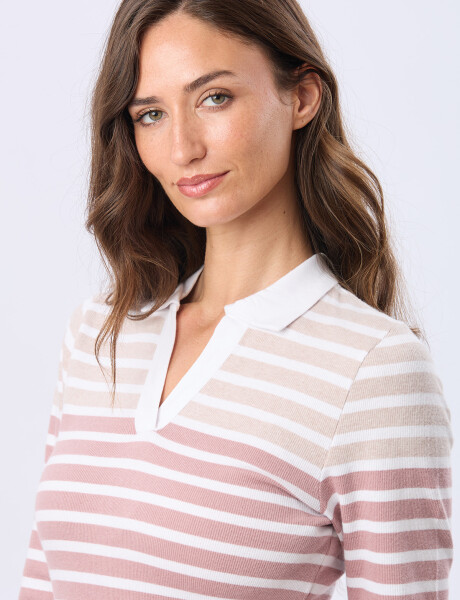REMERA POLO RAYADA Blanco
