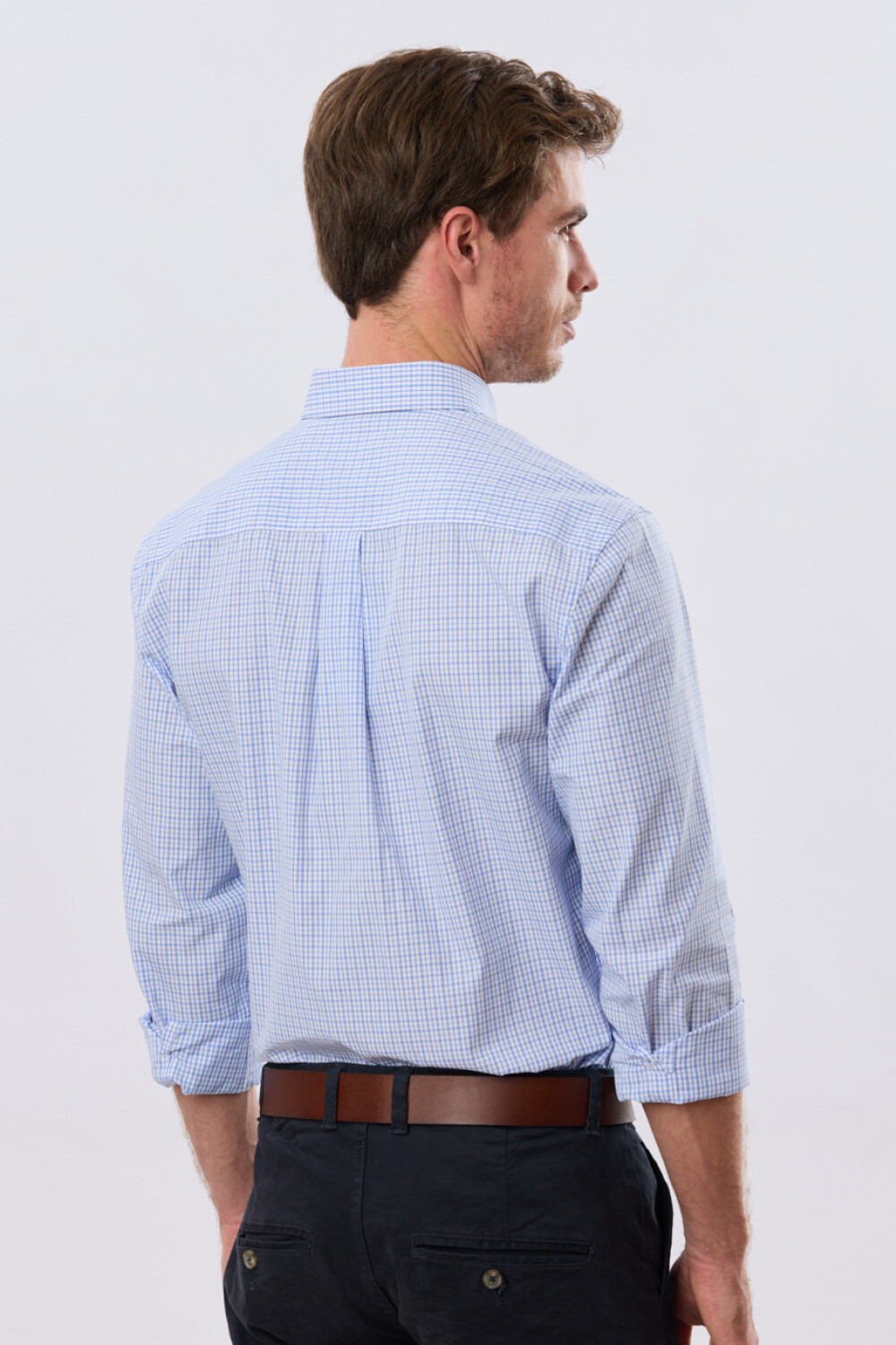 CAMISA CUADROS Celeste