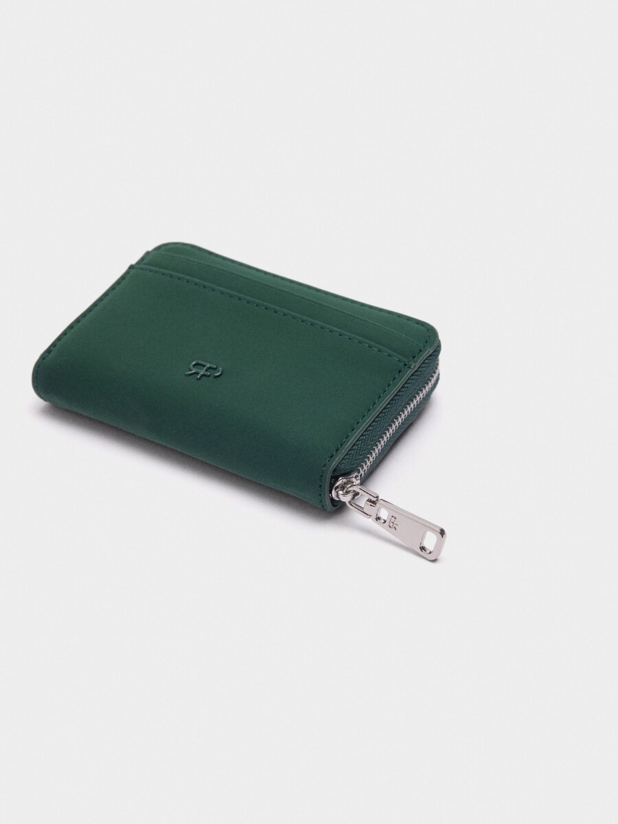 Cartera De Textura Suave Con Cremallera verde