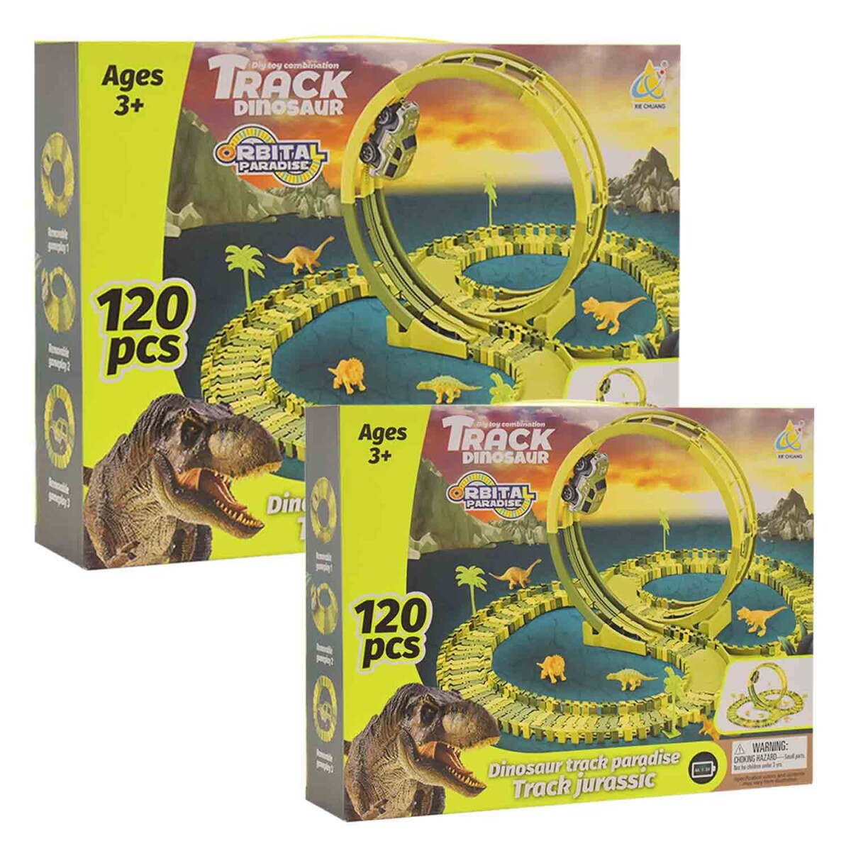 Pista Carreras Dinosaurio Playset Infantil Encastrable 240P - Verde 