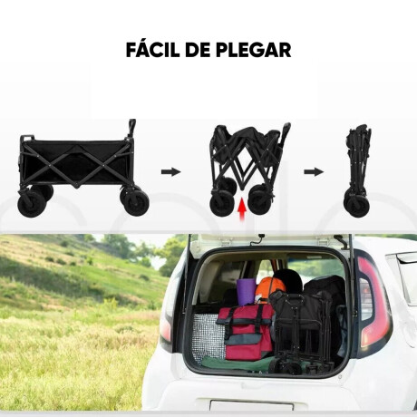 Carrito Plegable Con Ruedas 90 Cm X 50 Cm Negro