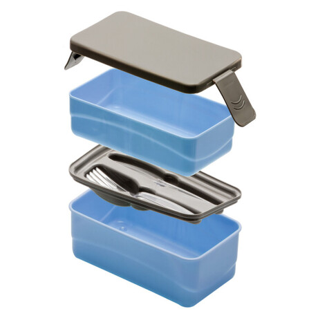 Mini Lunchera Práctica Viandas Cubiertos Plásticos 12x8x9Cm Azul