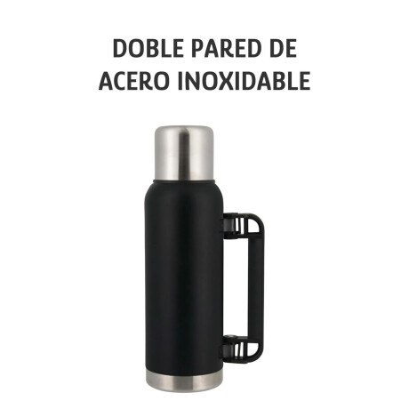 Termo Triton 1Lt Acero Inoxidable Doble Pared + Tapón Extra Negro