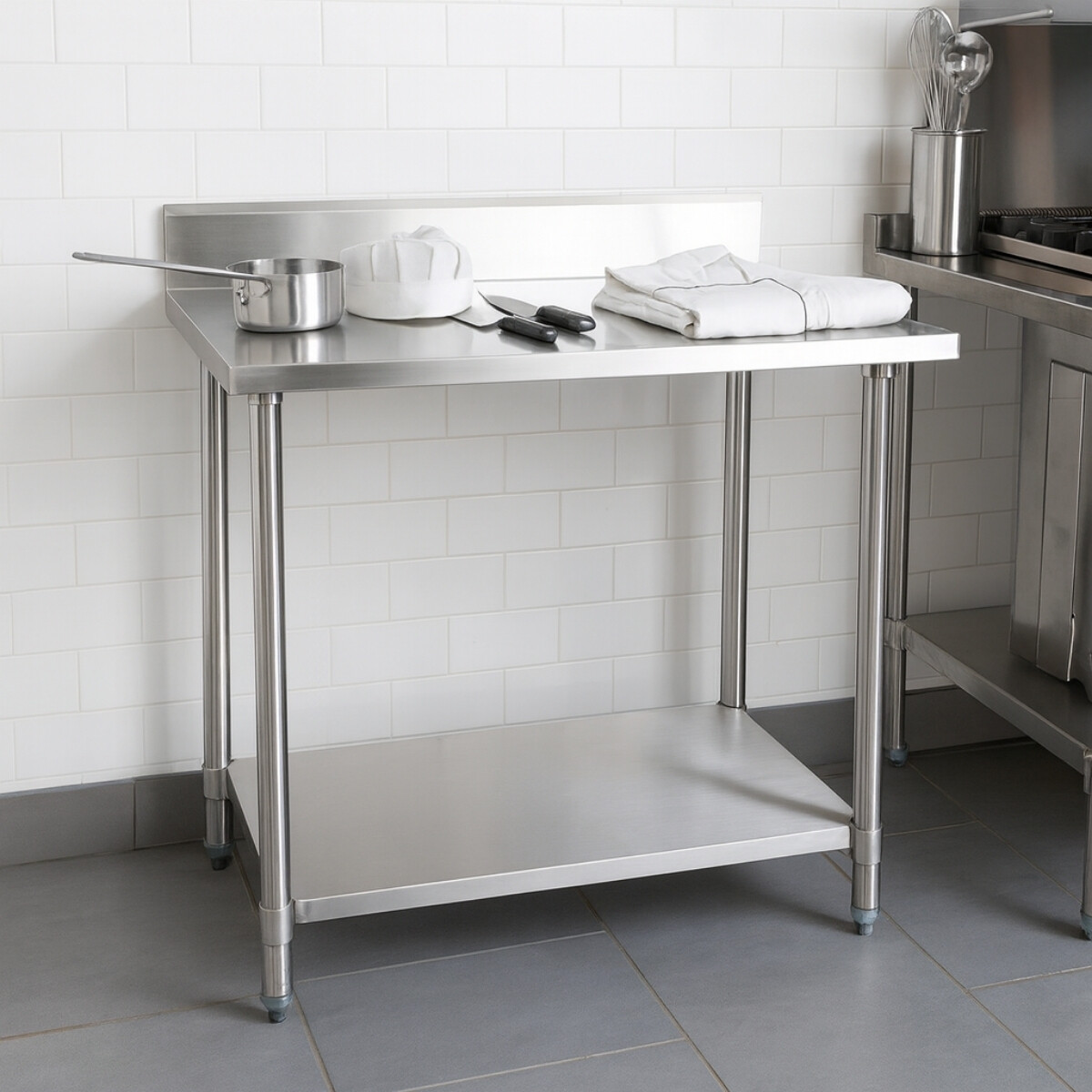 Mesada con Borde y Estante Inferior 120x60 cm 