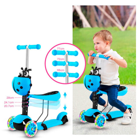 Monopatin Tripatín Buggy Infantil C/ Asiento Y Guía Azul