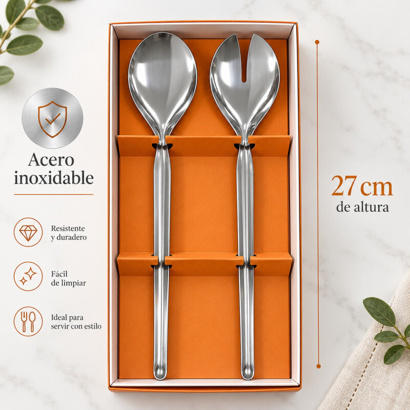 Set 2 Cucharas para Ensalada de Acero Inoxidable Tramontina 27cm Set 2 Cucharas para Ensalada de Acero Inoxidable Tramontina 27cm