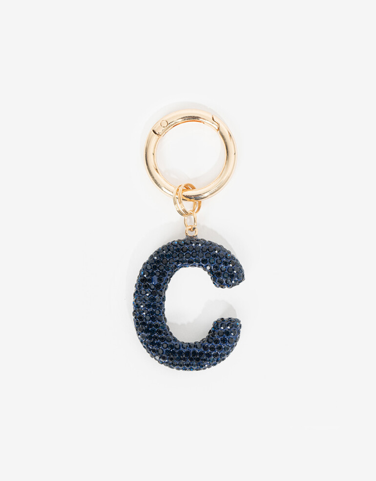 Llavero Strass Llavero Letra "c" De Strass - Azul Oscuro