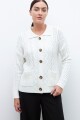 Cardigan cuello polo c/estructuras crudo