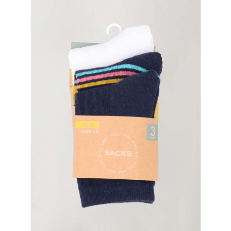 Pack x3 medias deportivas half terry diseño varón mor Estampado 3