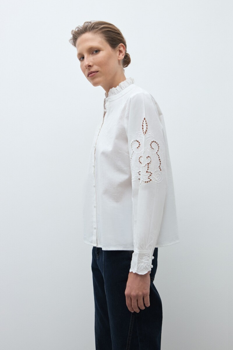 Camisa boho con bordados blanco