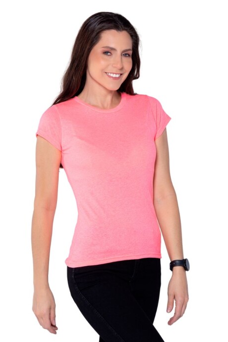 Camiseta jaspe a la base dama Rosa neón
