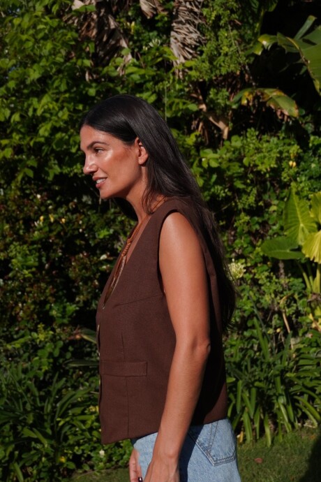 Avenue Vest Lino Chocolate
