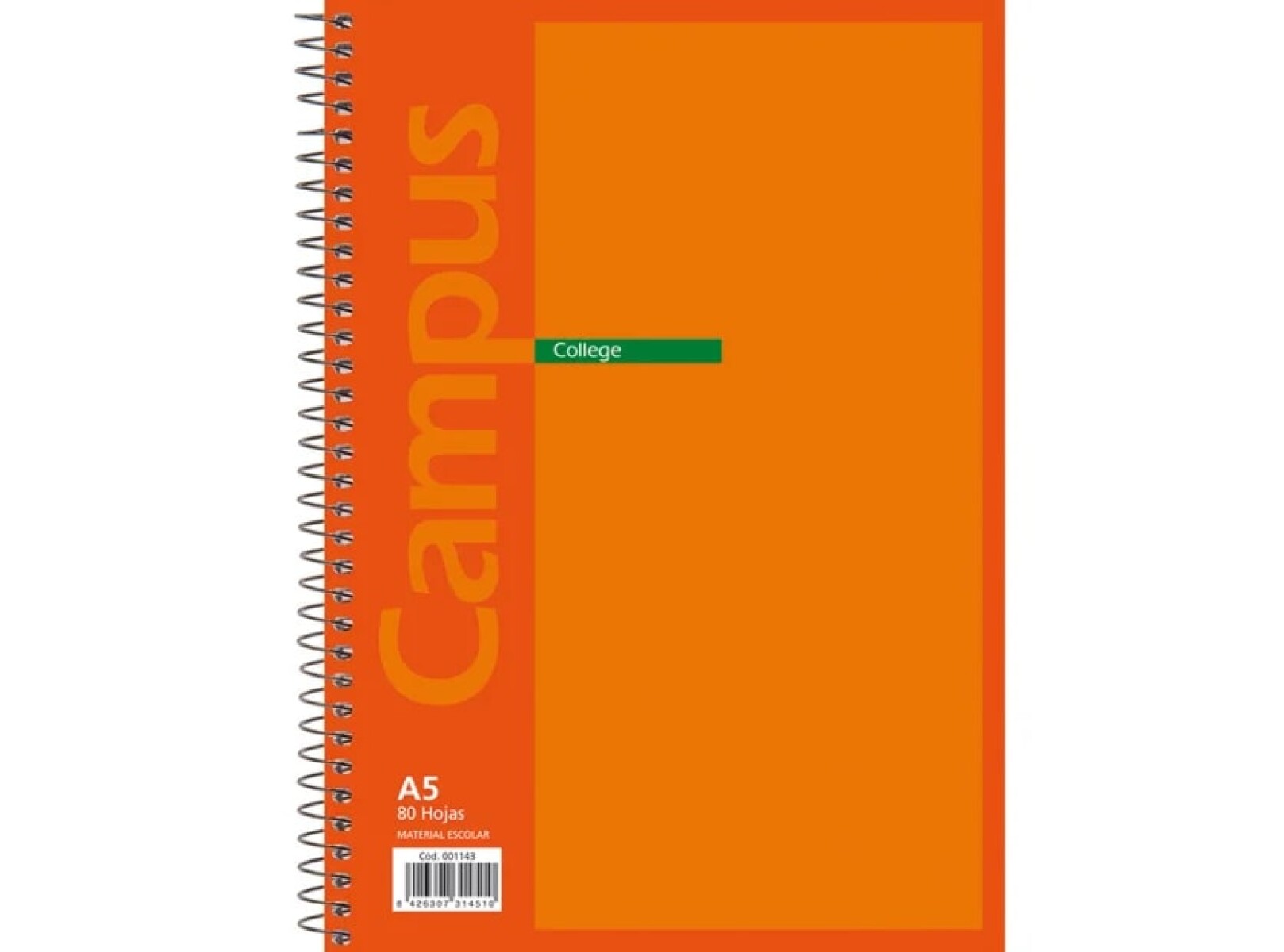 Cuadernola Campus College 80 Hojas - Naranja 