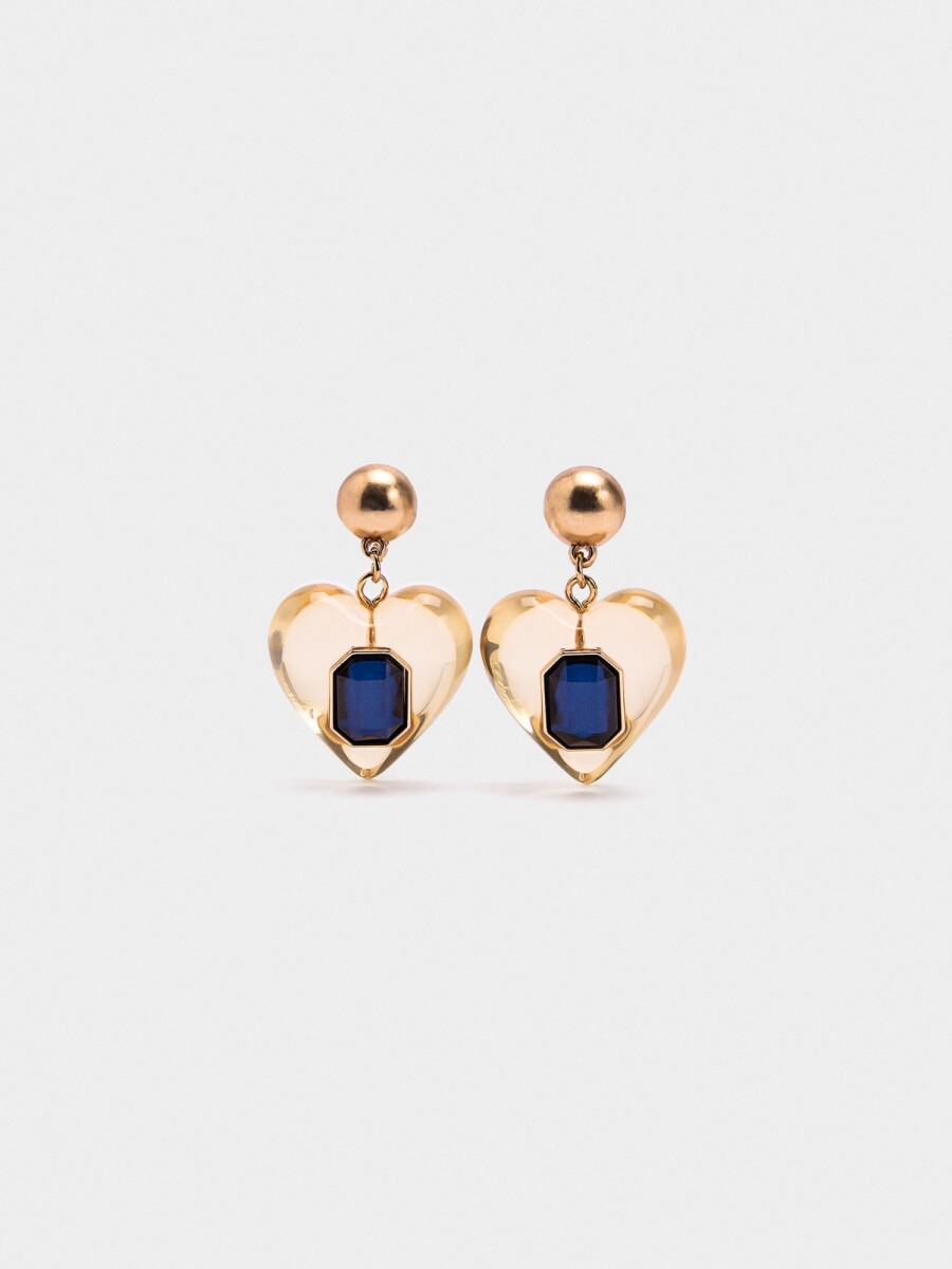 Pendientes De Corazón Con Cristal dorado