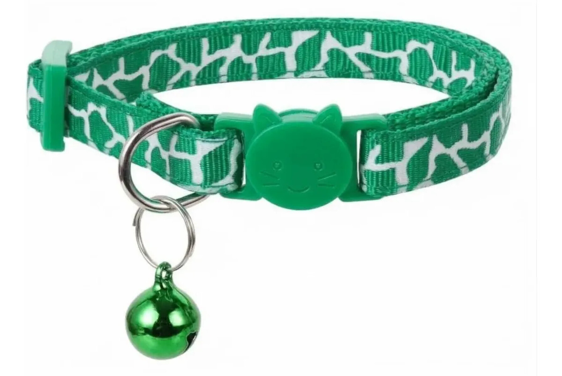 Collar Para Gatos Animal Print Con Cascabel - VERDE 