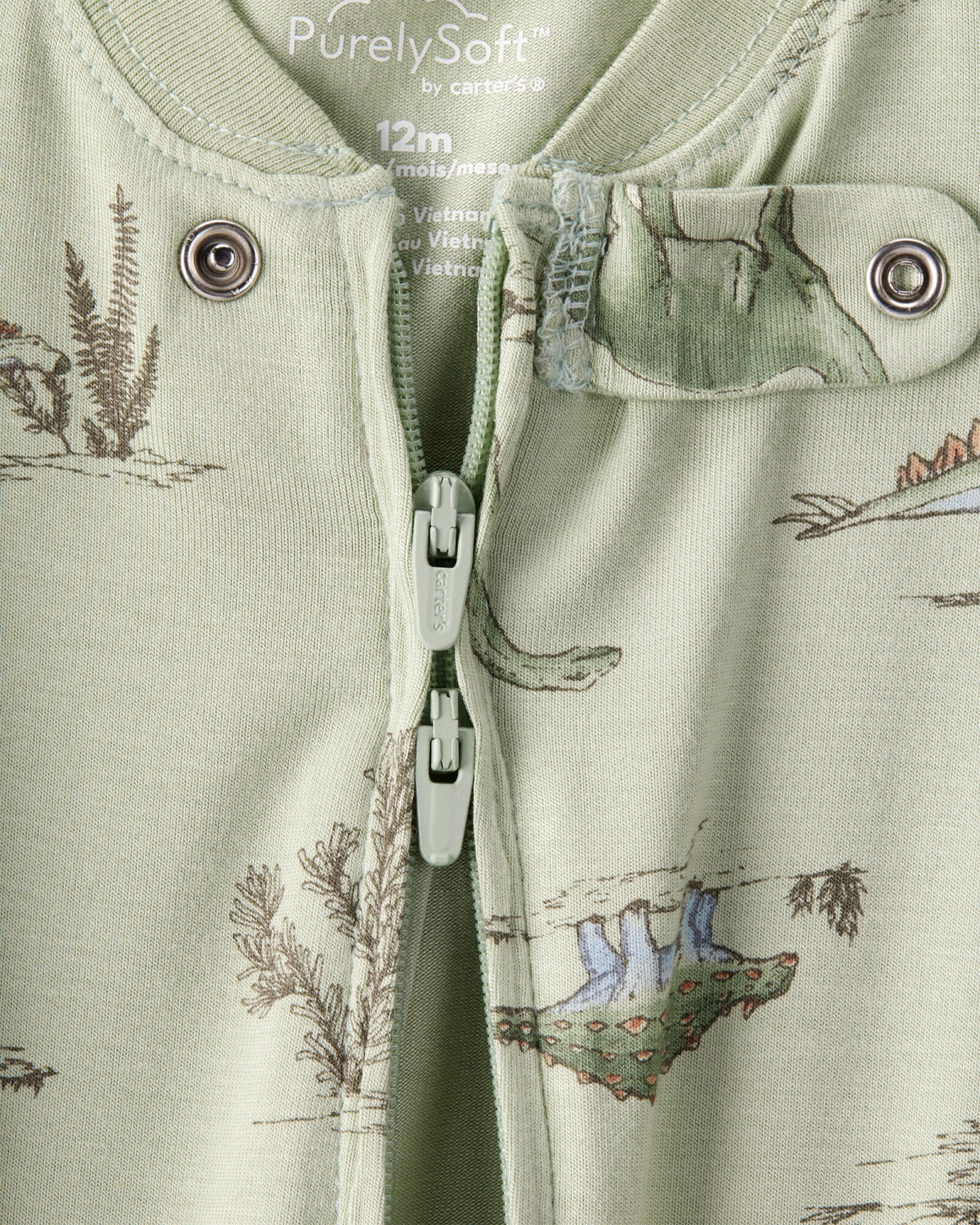 Pijama una pieza de viscosa Ecovero, con pie, diseño dinos, línea Purelysoft Sin color