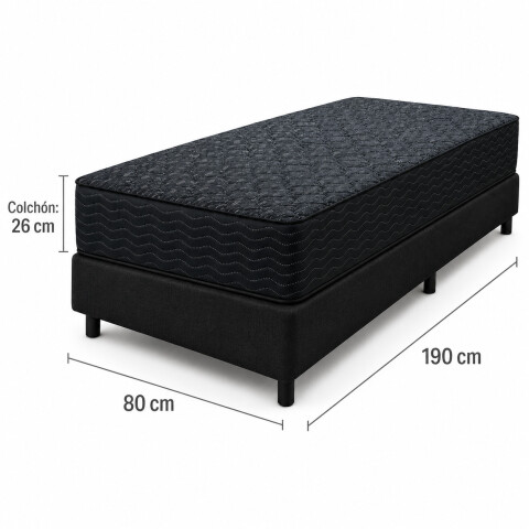 Conjunto sommier y colchón de espuma Zafiro Linde 1 plaza 80x190 Conjunto sommier y colchón de espuma Zafiro Linde 1 plaza 80x190