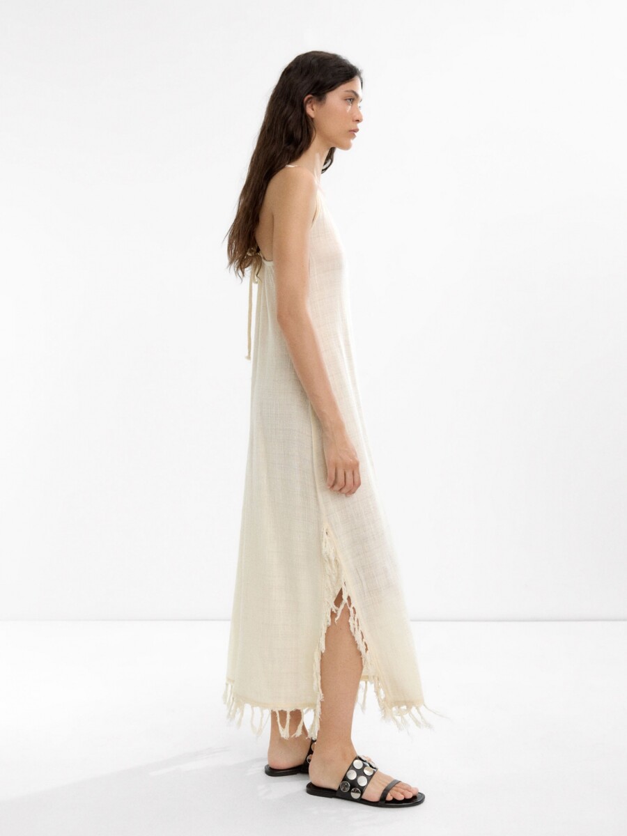 Vestido Largo De Algodón Con Lino crudo