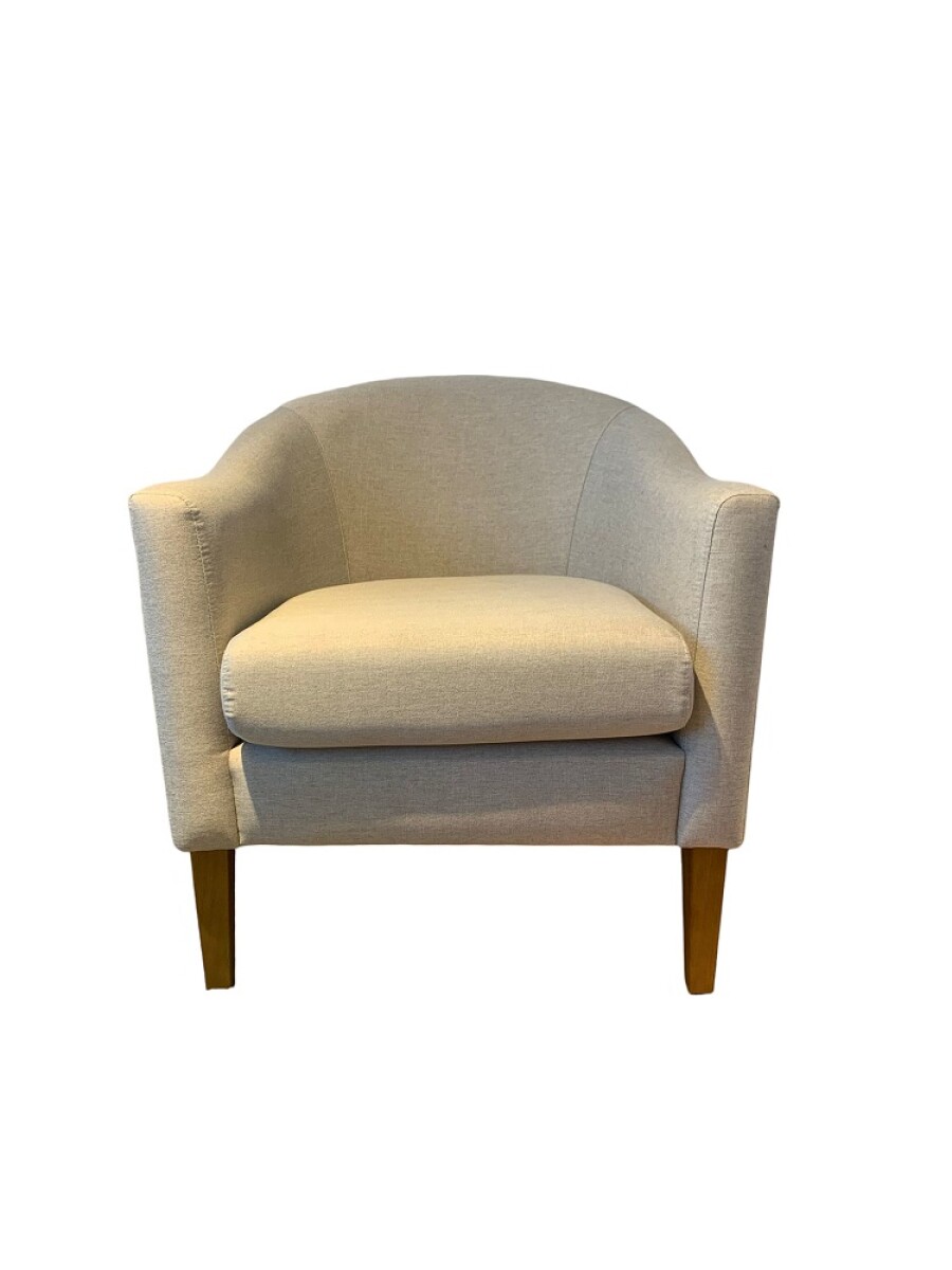 BUTACA MADERA CLARA - TAPIZADO TELA CLARA TRAMADA C/BEIGE 