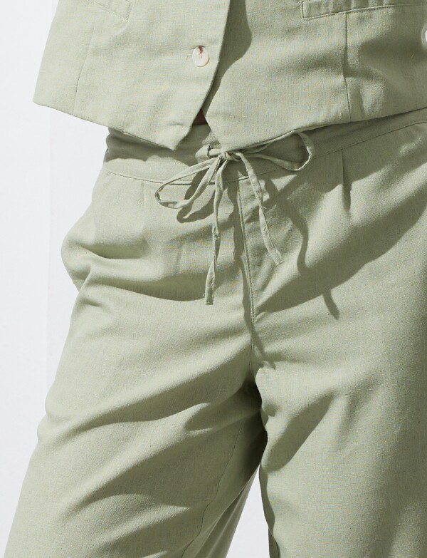 Pantalon Crop Lino VERDE