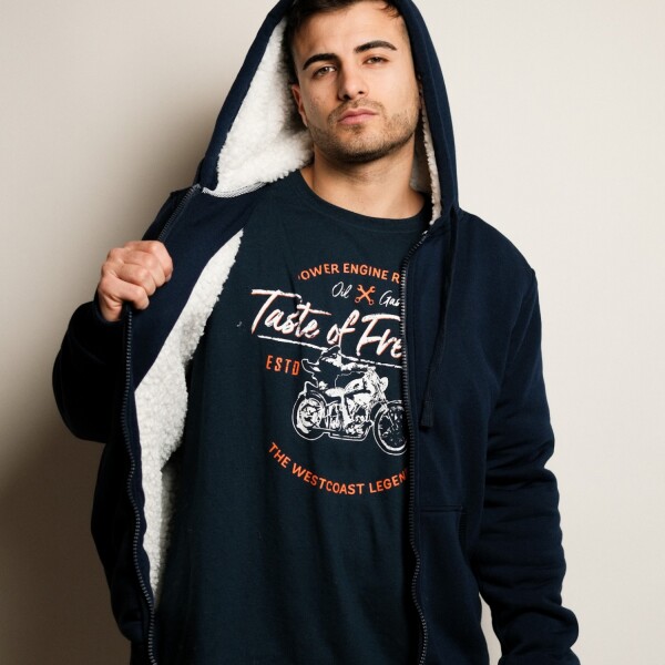 Campera Felpa y Corderito Navy