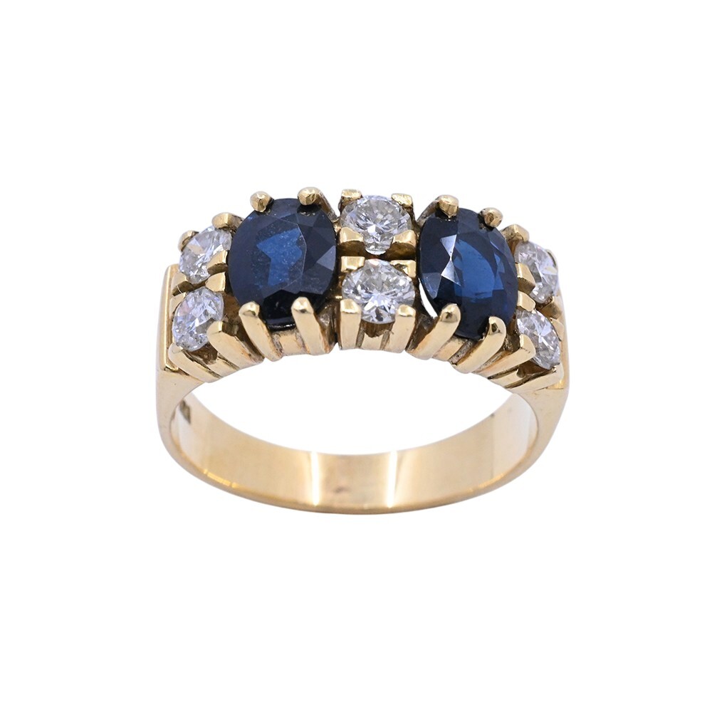 Anillo oro 18K con brillantes y zafiros Anillo oro 18K con brillantes y zafiros