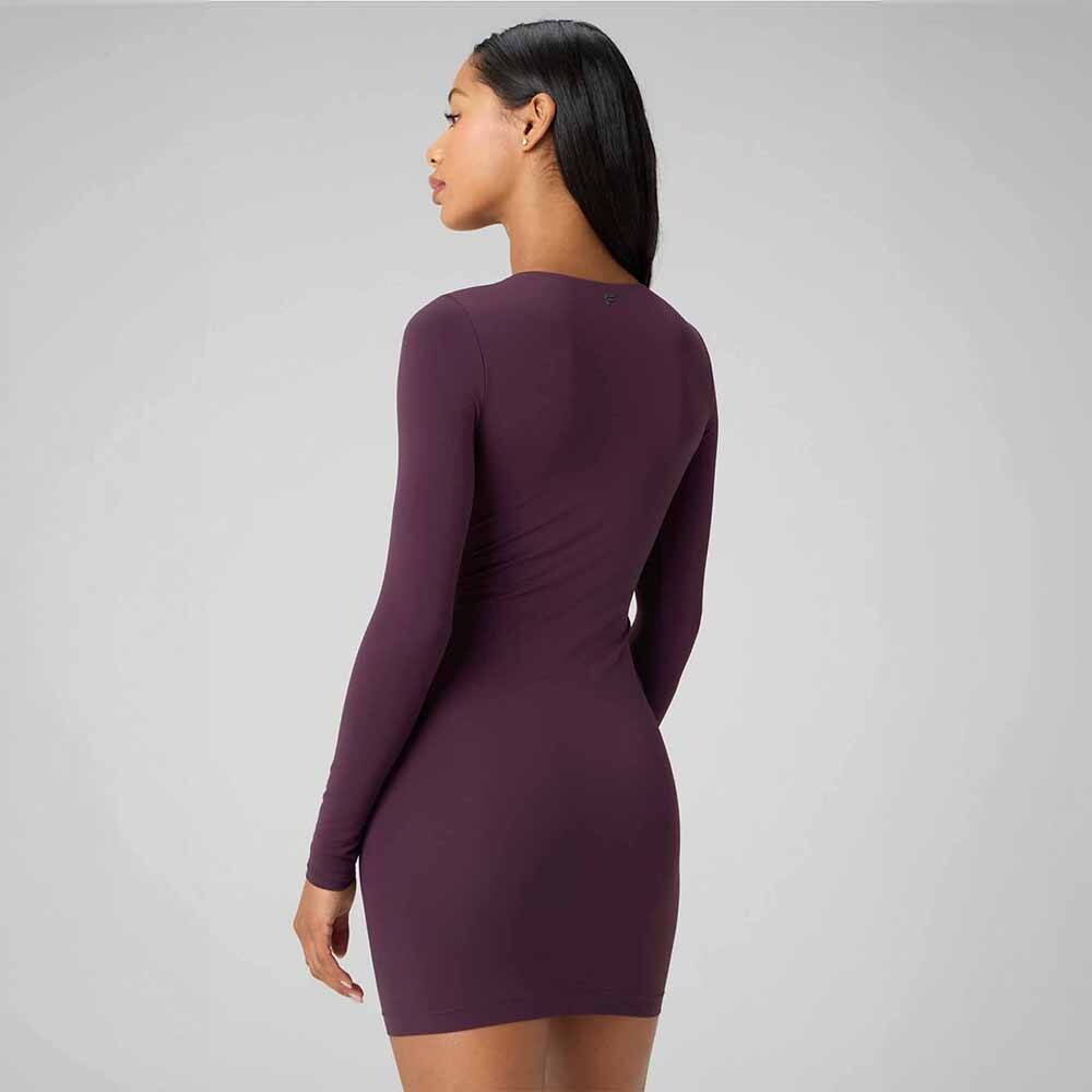 Vestido Seamless Long-Sleeve Mini Dress Mujer Oxblood