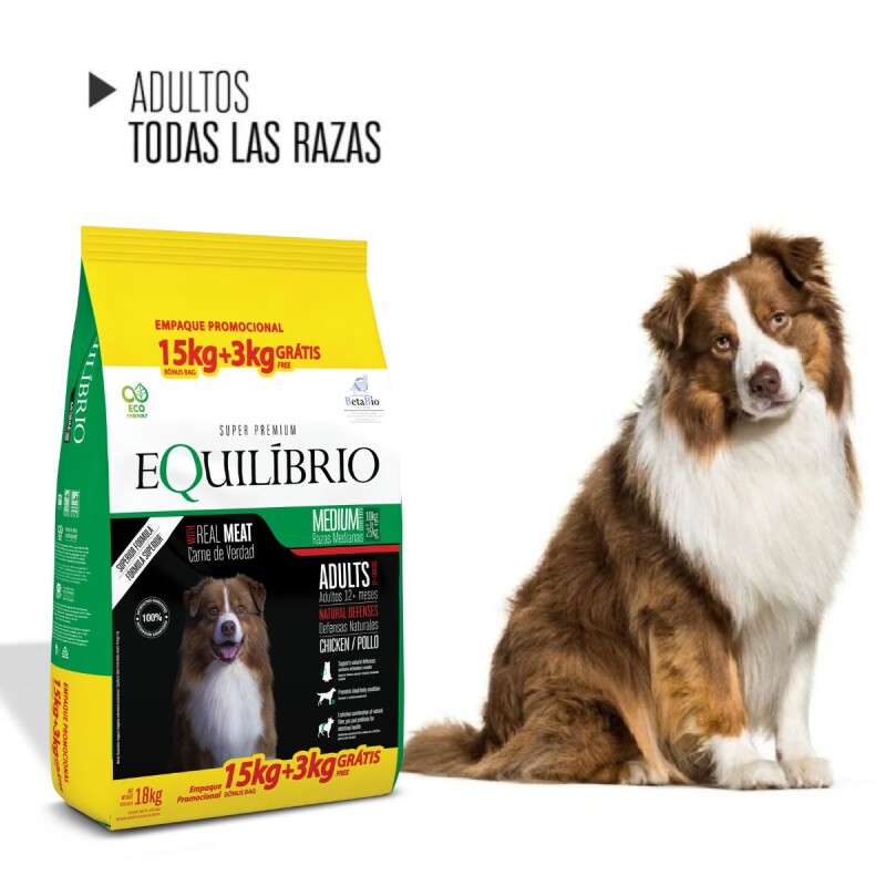 EQUILIBRIO PERROS ADULTOS TODAS LAS RAZAS ACTIVE 15 + 3 KG DE REGALO