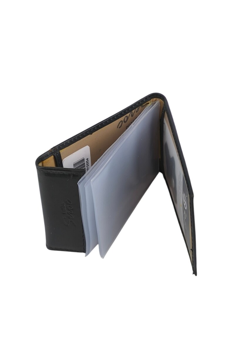 Tarjetero de Cuero con Separadores Transparentes Negro