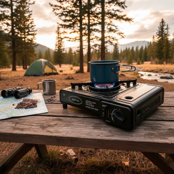 Anafe Cocina Portatil Parrilla Quemador A Gas Cocina Camping Color Negro