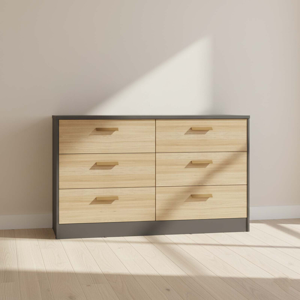 CÓMODA 6 CAJONES MDF NEGRO VENETTO II