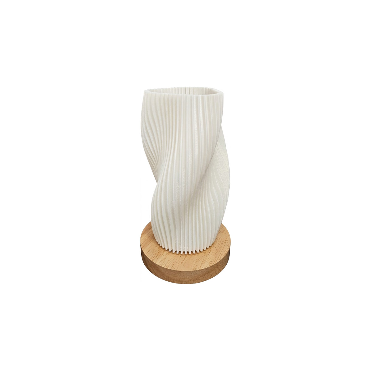 Lámpara veladora Torneada con base en madera - 12x22cm - Blanco 