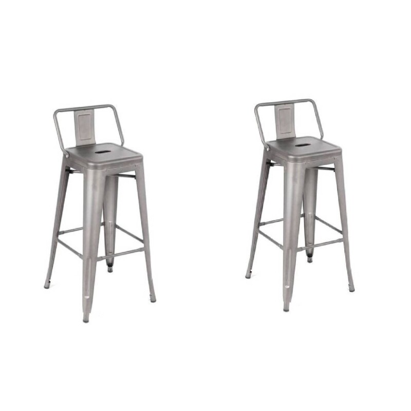 Taburete Tolix Pack 2 unidades En Metal Con Respaldo Gris