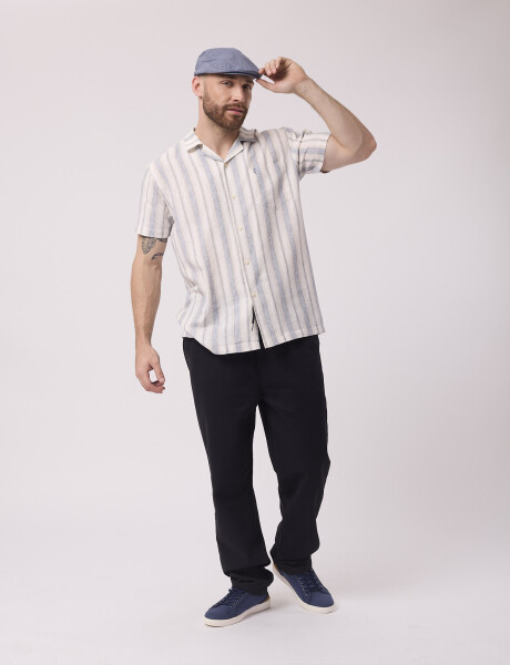 Camisa mc rayada azul