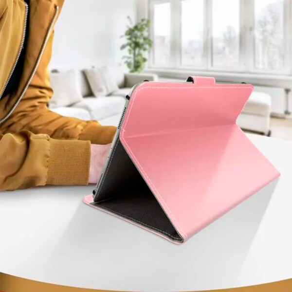 Estuche Funda Protector Soporte Tablet 10.1 10 9 Simil Cuer Color Variante ROSADO