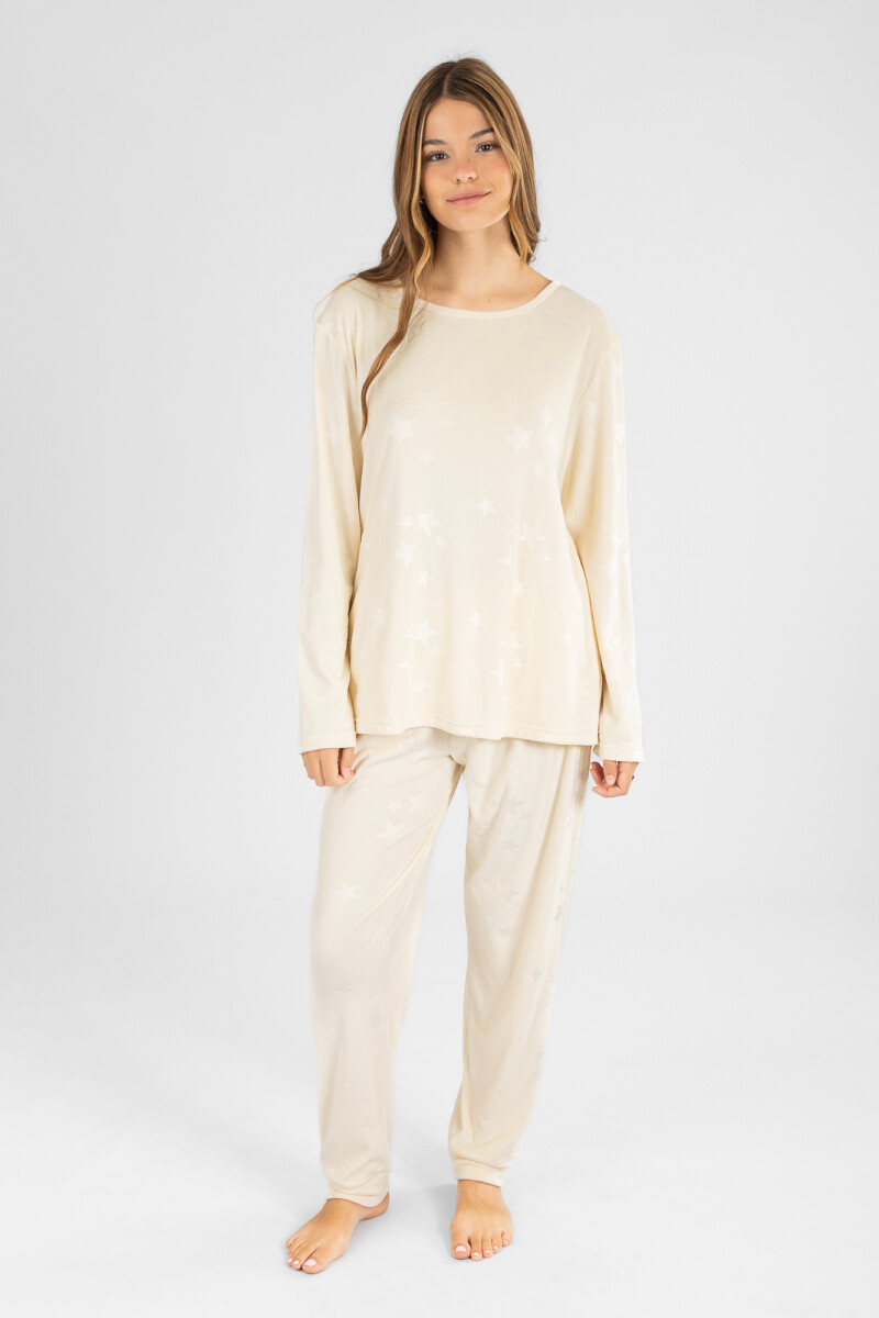 Pijama velour estrellas Marfil