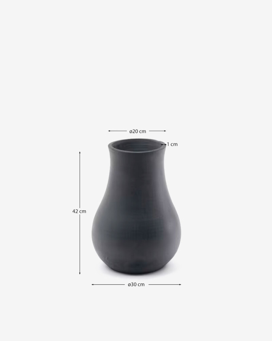 Jarrón Silaia de terracota con acabado negro 30 cm Jarrón Silaia de terracota con acabado negro 30 cm