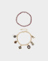 Pulseras Flexibles Sets Color Tendencia Pulsera Multi Dijes - Dorado