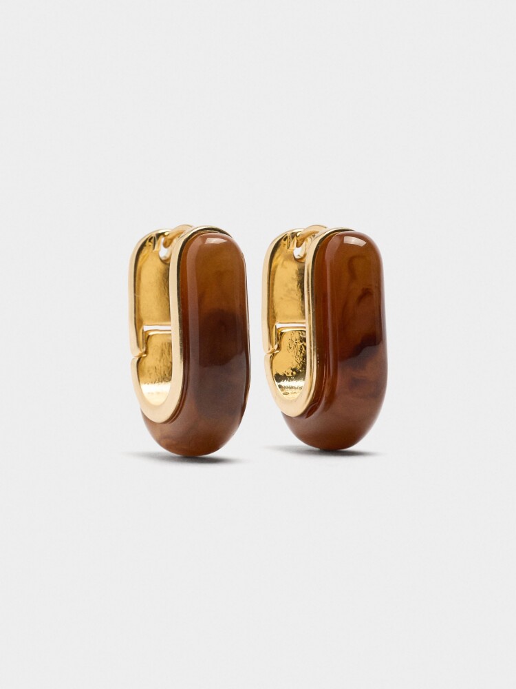 Aros Alargados Con Efecto Carey marron