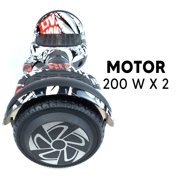 Combo De Skate Eléctrico 6.5" Con Luces Y Bluetooth + Asiento Para Hoverboard NEGRO