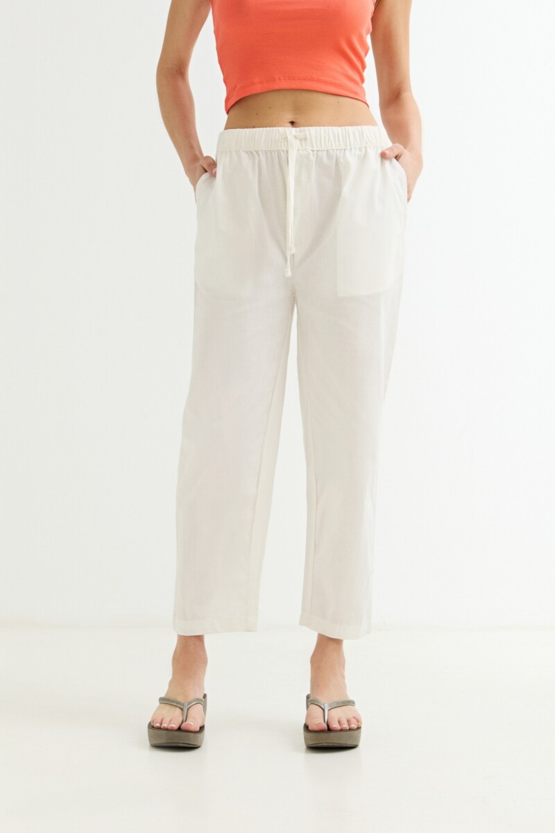 Pantalón ancho lino BLANCO